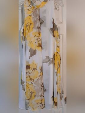 Signature Robbie Bee Yellow Floral Knee Length Size 14 Women's